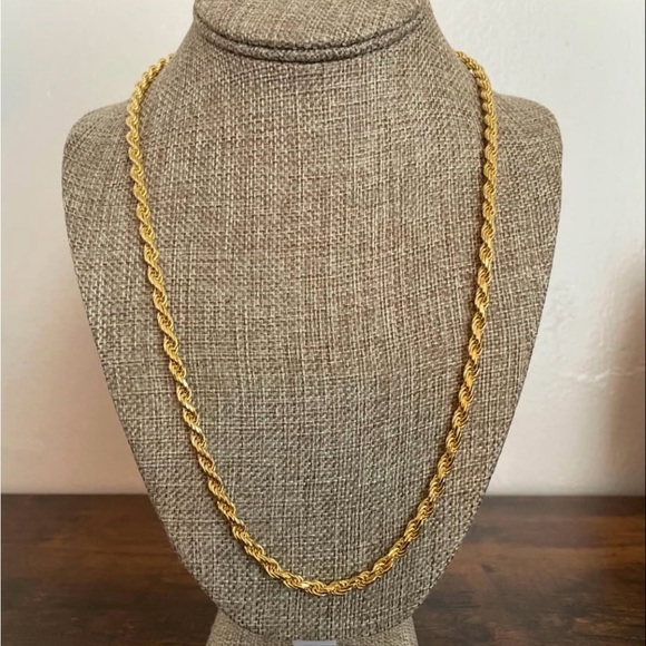 Rope Chain 925 Italian sterling silver gold 5mm, 24 inches